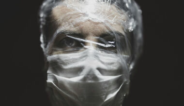 Man wrapped in plastic